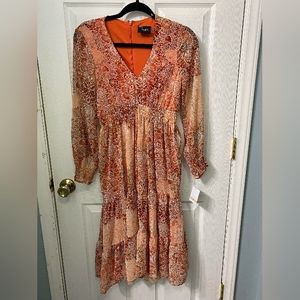 Just...Taylor chiffon midi dress women's 2 NWT orange and cream